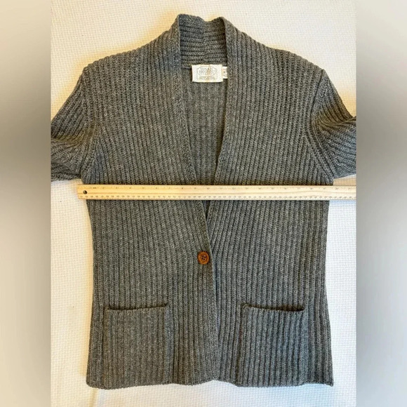 Susan Bristol Wool Cardigan Blazer women M grey Chunky Knit Grandpacore Academia - Picture 10 of 11